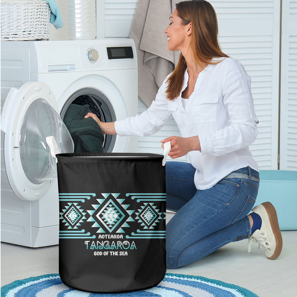 Aotearoa Atua Tangaroa Laundry Basket Maori God Of The Sea Taniko Motifs