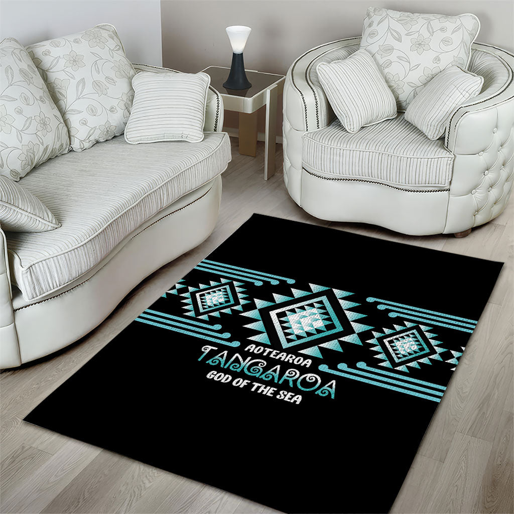 Aotearoa Atua Tangaroa Area Rug Maori God Of The Sea Taniko Motifs