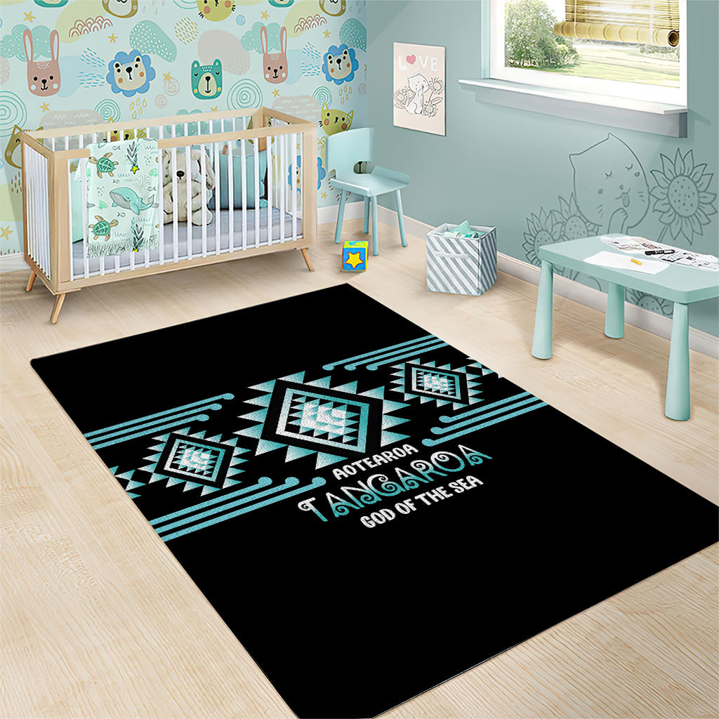 Aotearoa Atua Tangaroa Area Rug Maori God Of The Sea Taniko Motifs