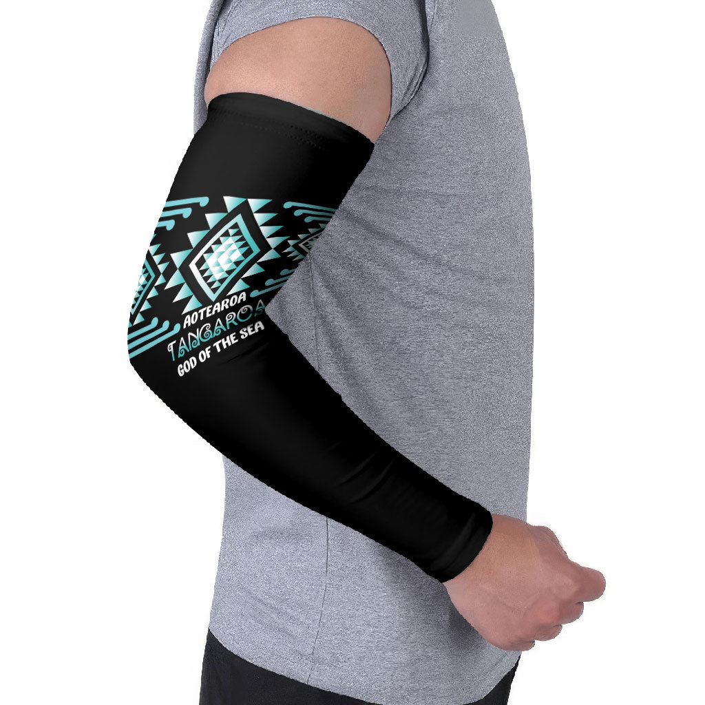 Aotearoa Atua Tangaroa Personalised Arm Sleeves Maori God Of The Sea Taniko Motifs