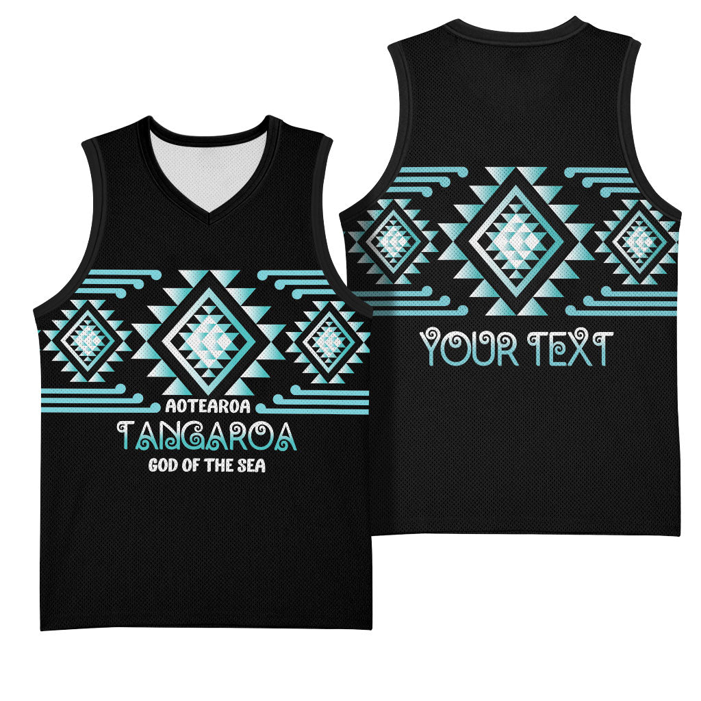 Aotearoa Atua Tangaroa Personalised Basketball Jersey Maori God Of The Sea Taniko Motifs