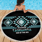 Aotearoa Atua Tangaroa Beach Blanket Maori God Of The Sea Taniko Motifs