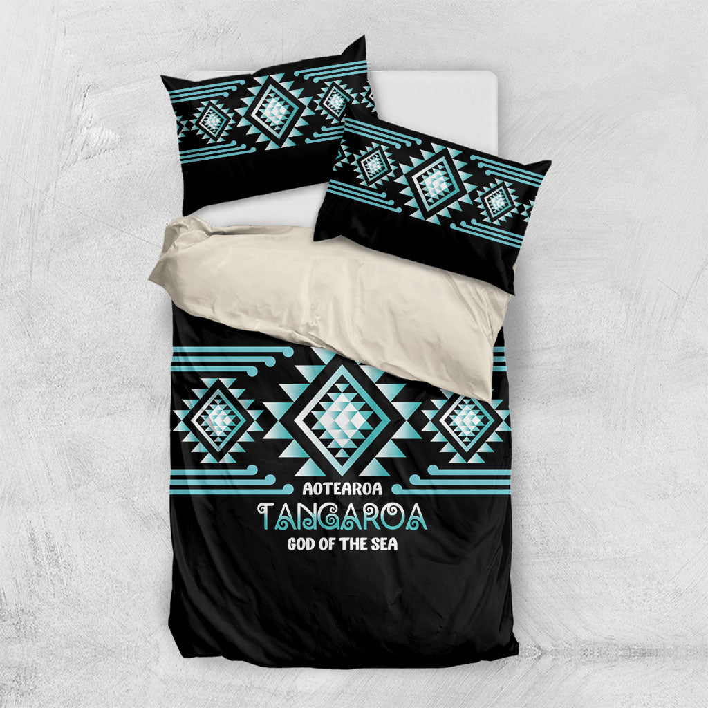 Aotearoa Atua Tangaroa Bedding Set Maori God Of The Sea Taniko Motifs