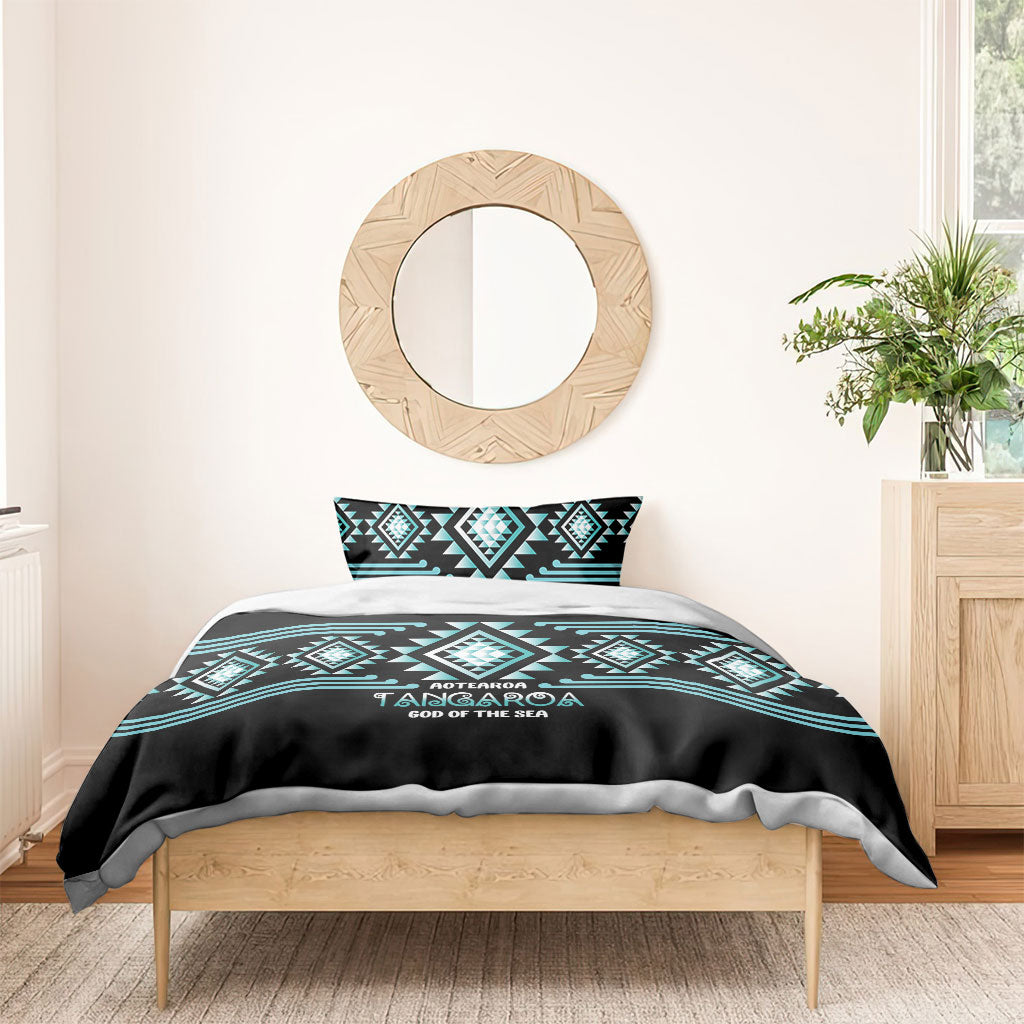 Aotearoa Atua Tangaroa Bedding Set Maori God Of The Sea Taniko Motifs