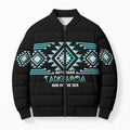 Aotearoa Atua Tangaroa Personalised Bomber Puffer Jacket Maori God Of The Sea Taniko Motifs