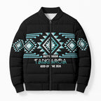 Aotearoa Atua Tangaroa Personalised Bomber Puffer Jacket Maori God Of The Sea Taniko Motifs