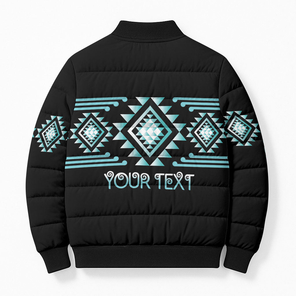 Aotearoa Atua Tangaroa Personalised Bomber Puffer Jacket Maori God Of The Sea Taniko Motifs