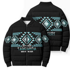 Aotearoa Atua Tangaroa Personalised Bomber Puffer Jacket Maori God Of The Sea Taniko Motifs