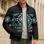 Aotearoa Atua Tangaroa Personalised Bomber Puffer Jacket Maori God Of The Sea Taniko Motifs