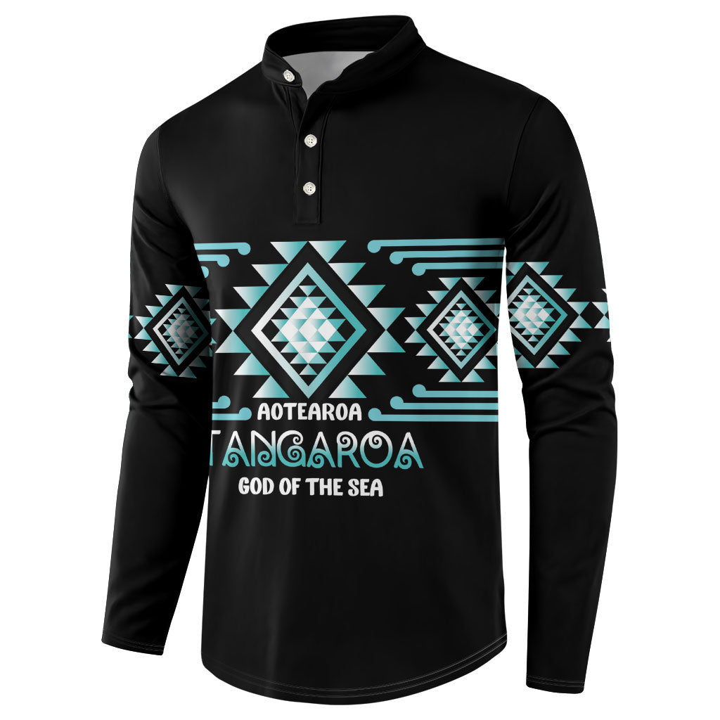 Aotearoa Atua Tangaroa Personalised Button Sweatshirt Maori God Of The Sea Taniko Motifs