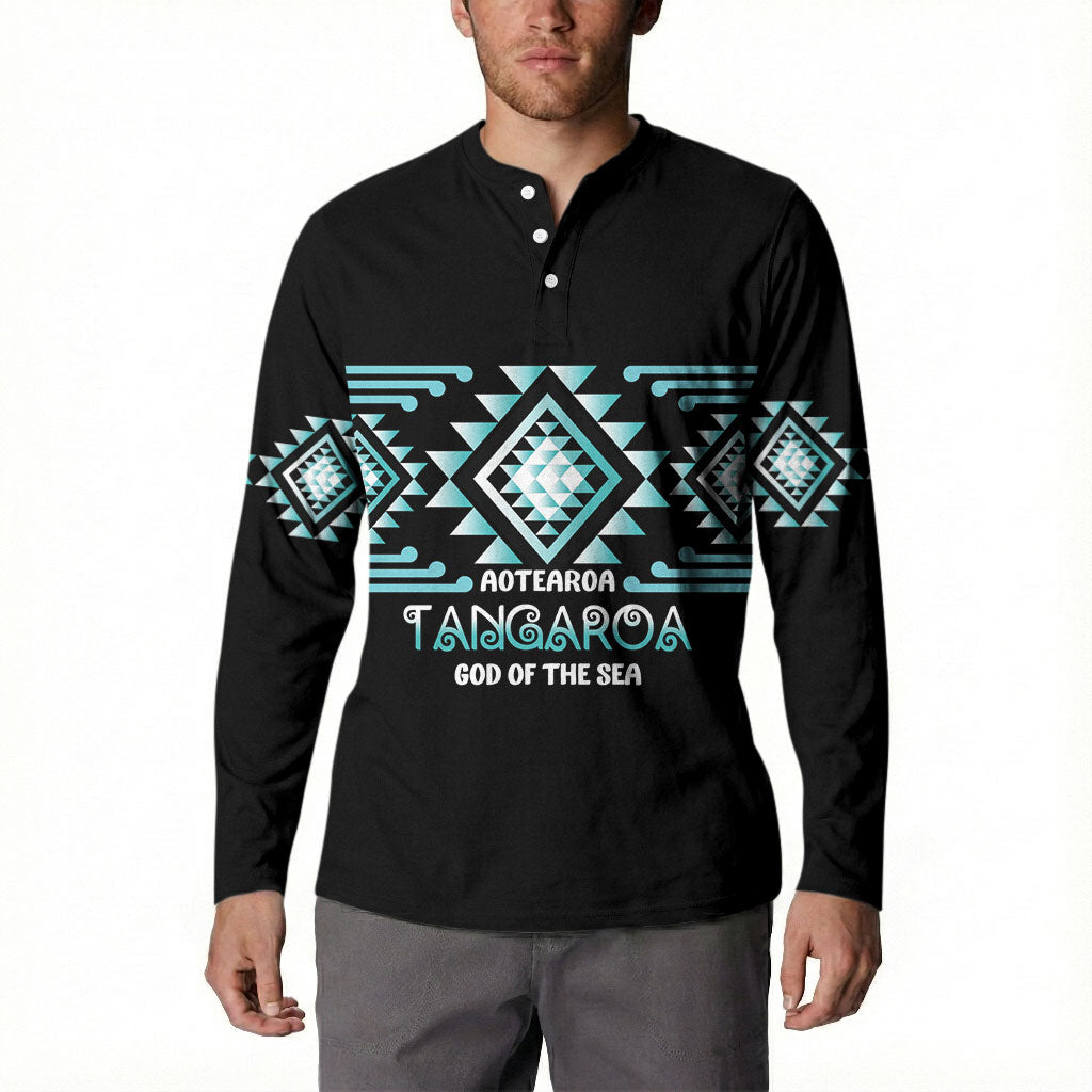 Aotearoa Atua Tangaroa Personalised Button Sweatshirt Maori God Of The Sea Taniko Motifs