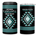 Aotearoa Atua Tangaroa Personalised 4 in 1 Can Cooler Tumbler Maori God Of The Sea Taniko Motifs