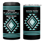 Aotearoa Atua Tangaroa Personalised 4 in 1 Can Cooler Tumbler Maori God Of The Sea Taniko Motifs