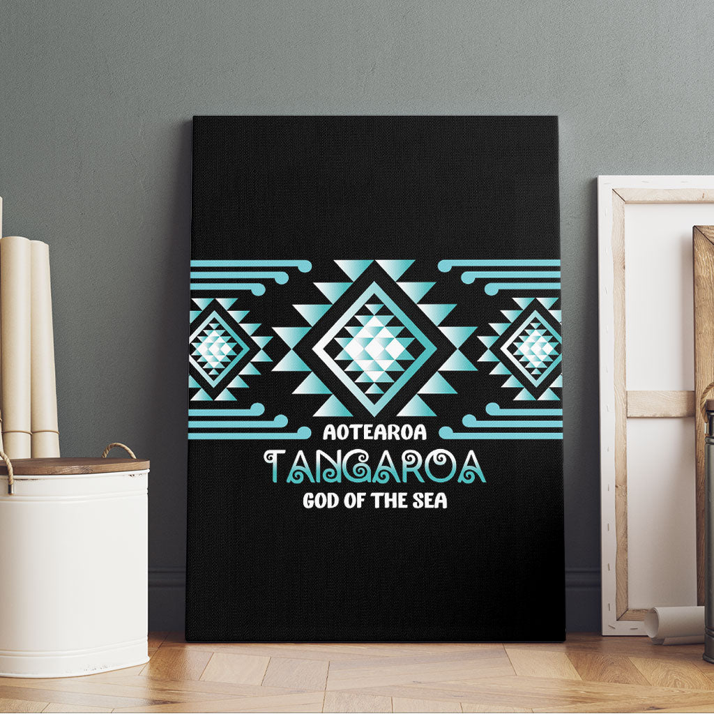Aotearoa Atua Tangaroa Canvas Wall Art Maori God Of The Sea Taniko Motifs