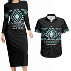 Aotearoa Atua Tangaroa Personalised Couples Matching Long Sleeve Bodycon Dress and Hawaiian Shirt Maori God Of The Sea Taniko Motifs