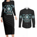 Aotearoa Atua Tangaroa Personalised Couples Matching Long Sleeve Bodycon Dress and Long Sleeve Button Shirt Maori God Of The Sea Taniko Motifs