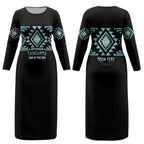 Aotearoa Atua Tangaroa Personalised Couples Matching Long Sleeve Bodycon Dress and Long Sleeve Button Shirt Maori God Of The Sea Taniko Motifs