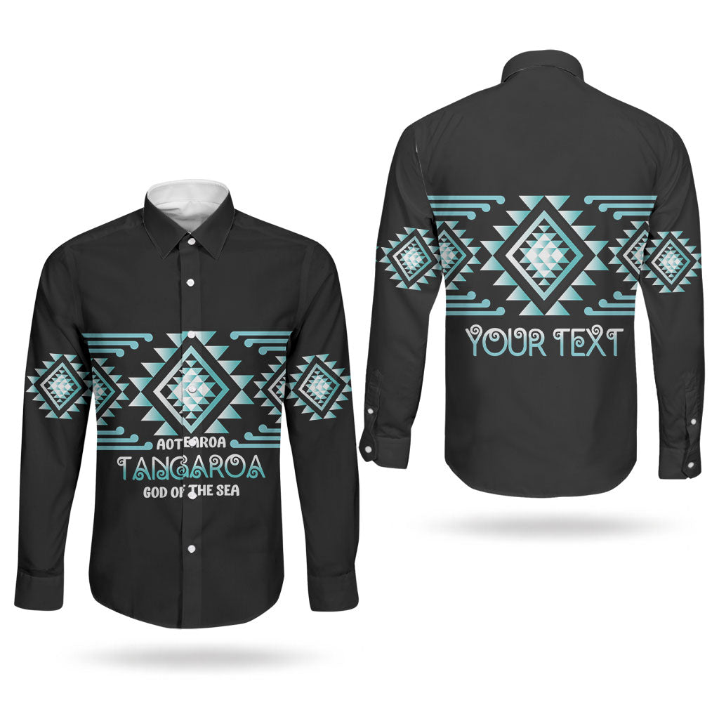 Aotearoa Atua Tangaroa Personalised Couples Matching Mermaid Dress and Long Sleeve Button Shirt Maori God Of The Sea Taniko Motifs