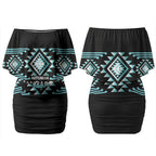 Aotearoa Atua Tangaroa Personalised Couples Matching Off Shoulder Short Dress and Hawaiian Shirt Maori God Of The Sea Taniko Motifs