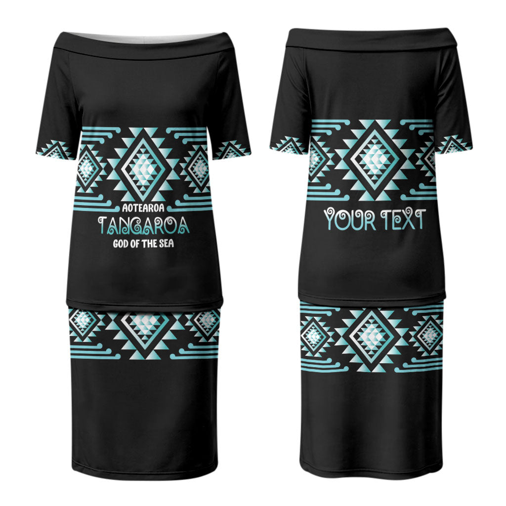 Aotearoa Atua Tangaroa Personalised Couples Matching Puletasi and Hawaiian Shirt Maori God Of The Sea Taniko Motifs