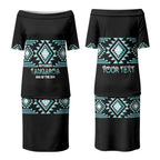 Aotearoa Atua Tangaroa Personalised Couples Matching Puletasi and Long Sleeve Button Shirt Maori God Of The Sea Taniko Motifs