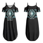 Aotearoa Atua Tangaroa Personalised Couples Matching Summer Maxi Dress and Long Sleeve Button Shirt Maori God Of The Sea Taniko Motifs