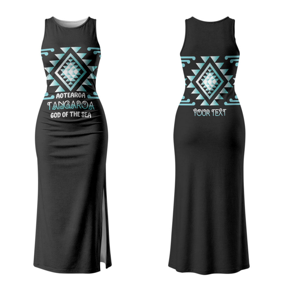 Aotearoa Atua Tangaroa Personalised Couples Matching Tank Maxi Dress and Hawaiian Shirt Maori God Of The Sea Taniko Motifs