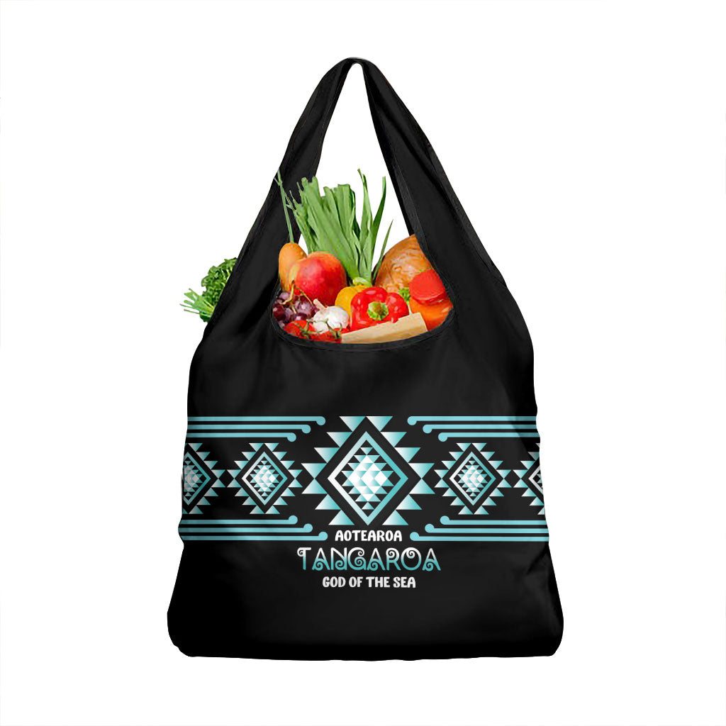 Aotearoa Atua Tangaroa Grocery Bag Maori God Of The Sea Taniko Motifs