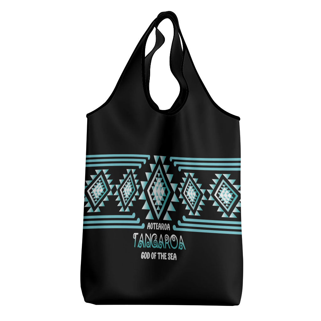 Aotearoa Atua Tangaroa Grocery Bag Maori God Of The Sea Taniko Motifs