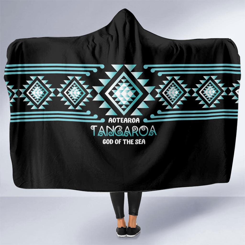 Aotearoa Atua Tangaroa Hooded Blanket Maori God Of The Sea Taniko Motifs