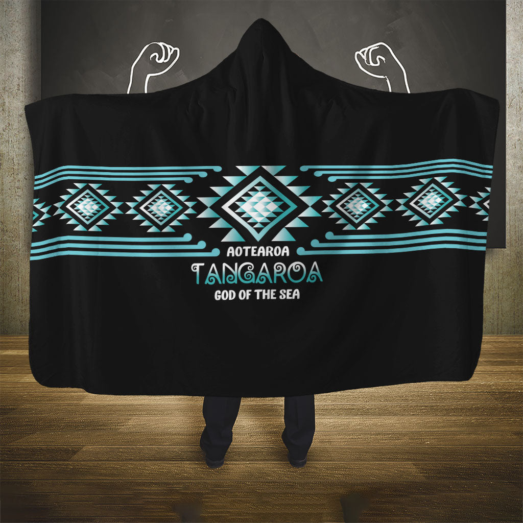 Aotearoa Atua Tangaroa Hooded Blanket Maori God Of The Sea Taniko Motifs