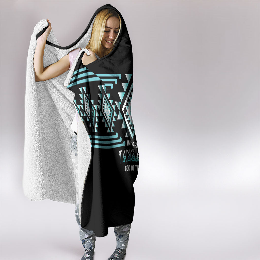 Aotearoa Atua Tangaroa Hooded Blanket Maori God Of The Sea Taniko Motifs