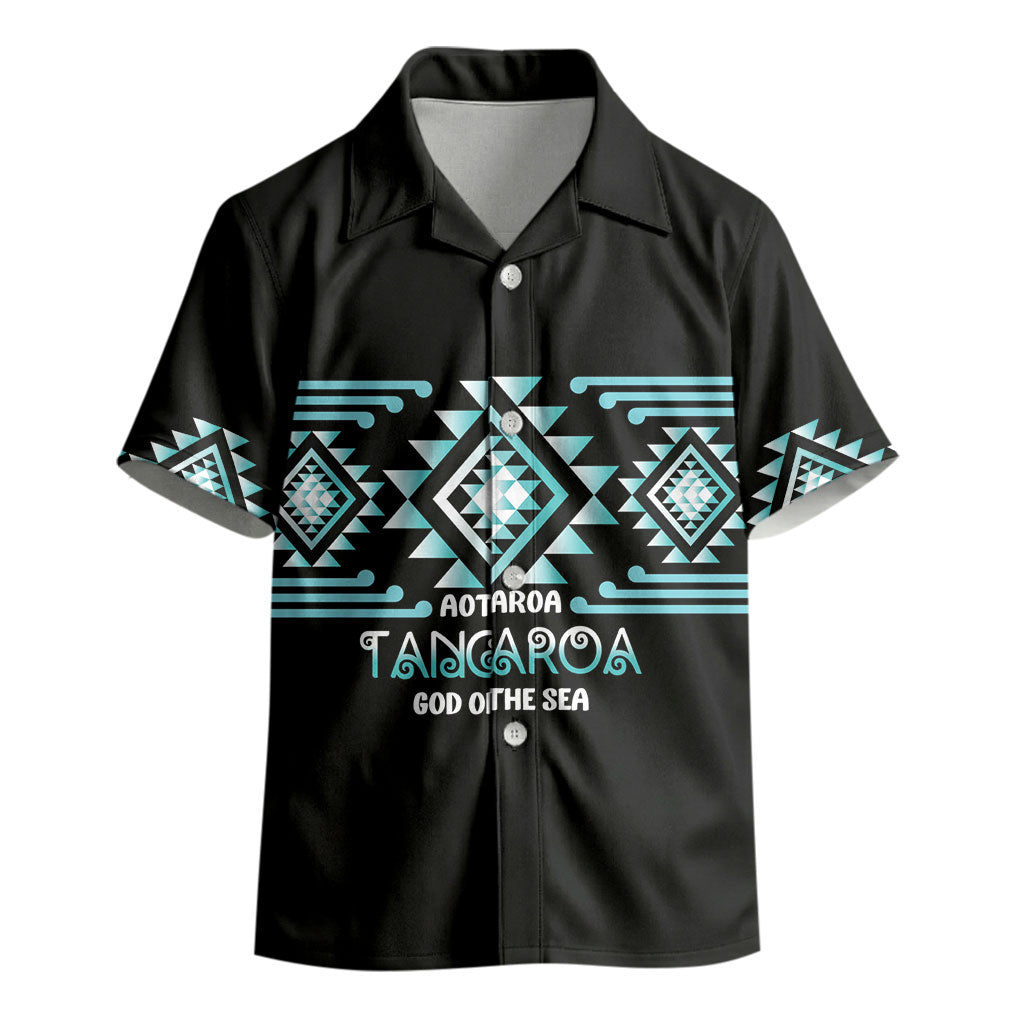 Aotearoa Atua Tangaroa Personalised Kid Hawaiian Shirt Maori God Of The Sea Taniko Motifs