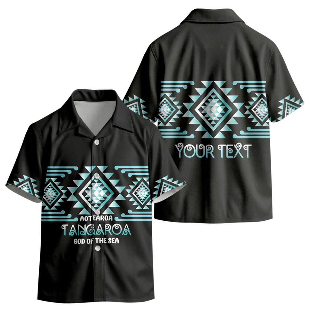 Aotearoa Atua Tangaroa Personalised Kid Hawaiian Shirt Maori God Of The Sea Taniko Motifs