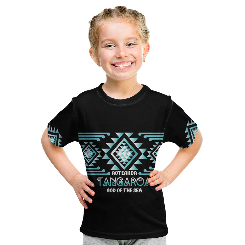 Aotearoa Atua Tangaroa Personalised Kid T Shirt Maori God Of The Sea Taniko Motifs