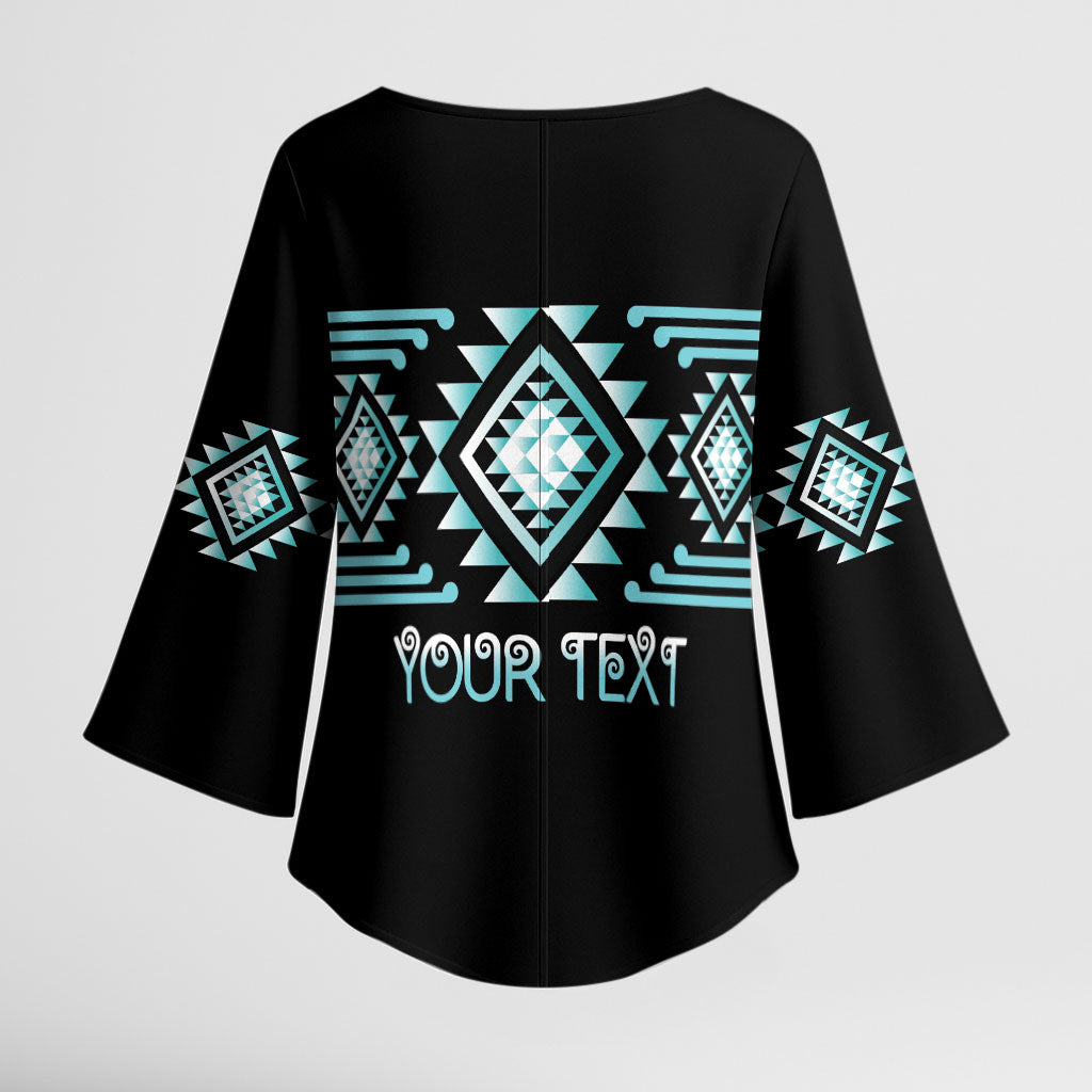 Aotearoa Atua Tangaroa Personalised Kimono Sleeve Blouse Maori God Of The Sea Taniko Motifs