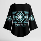 Aotearoa Atua Tangaroa Personalised Kimono Sleeve Blouse Maori God Of The Sea Taniko Motifs