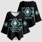 Aotearoa Atua Tangaroa Personalised Kimono Sleeve Blouse Maori God Of The Sea Taniko Motifs