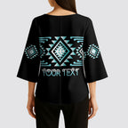 Aotearoa Atua Tangaroa Personalised Kimono Sleeve Blouse Maori God Of The Sea Taniko Motifs