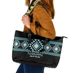 Aotearoa Atua Tangaroa Leather Tote Bag Maori God Of The Sea Taniko Motifs