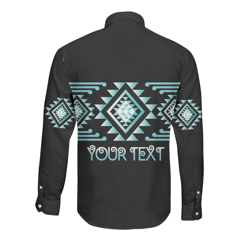 Aotearoa Atua Tangaroa Personalised Long Sleeve Button Shirt Maori God Of The Sea Taniko Motifs