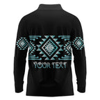 Aotearoa Atua Tangaroa Personalised Long Sleeve Polo Shirt Maori God Of The Sea Taniko Motifs