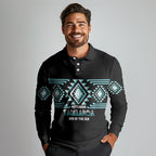 Aotearoa Atua Tangaroa Personalised Long Sleeve Polo Shirt Maori God Of The Sea Taniko Motifs