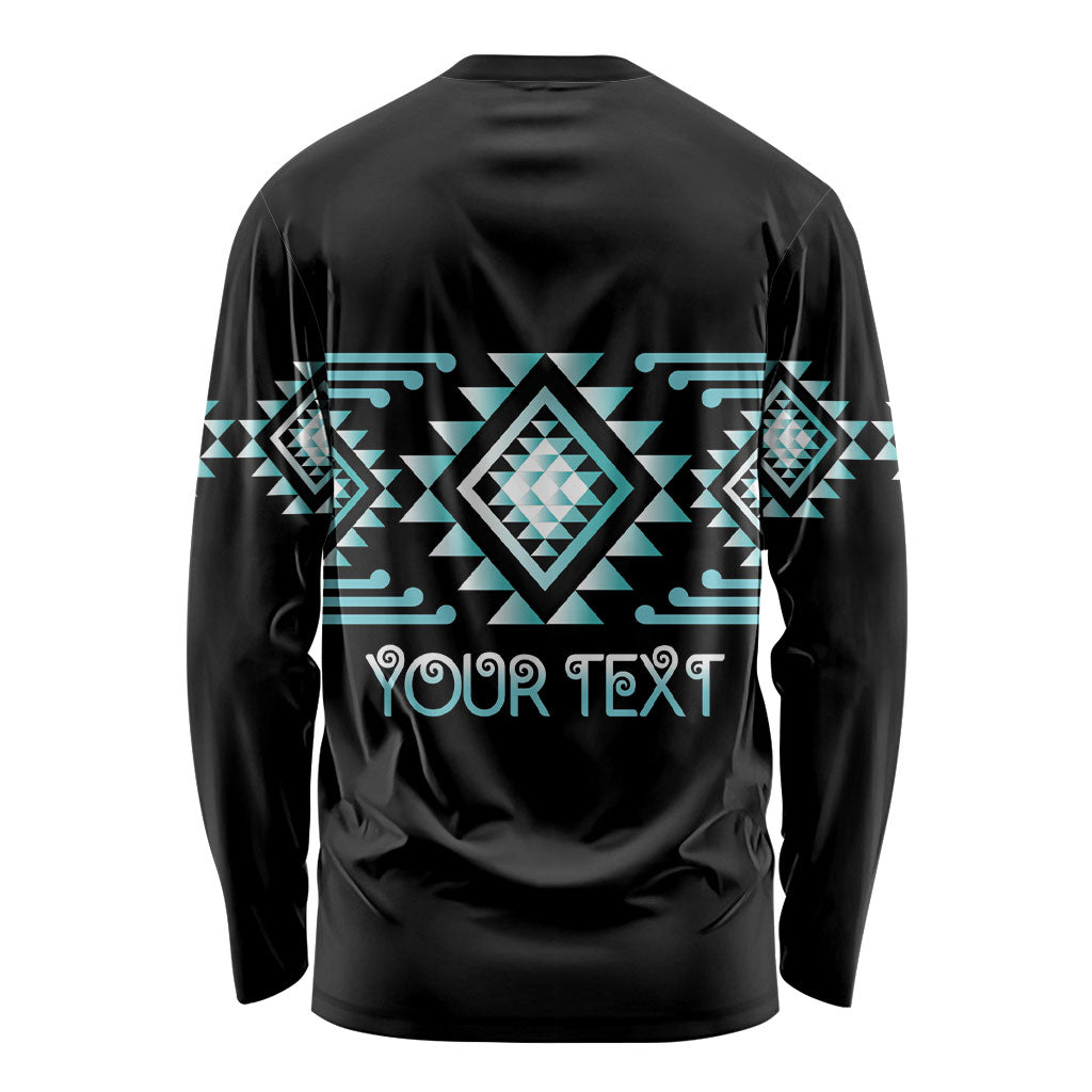 Aotearoa Atua Tangaroa Personalised Long Sleeve Shirt Maori God Of The Sea Taniko Motifs