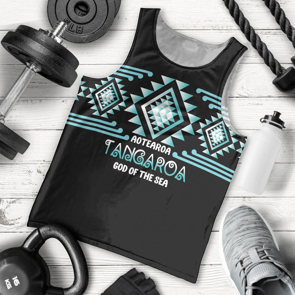 Aotearoa Atua Tangaroa Personalised Men Tank Top Maori God Of The Sea Taniko Motifs