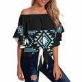 Aotearoa Atua Tangaroa Personalised Off Shoulder Wrap Waist Top Maori God Of The Sea Taniko Motifs