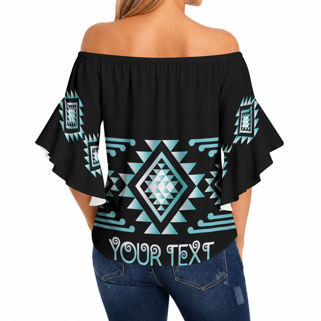 Aotearoa Atua Tangaroa Personalised Off Shoulder Wrap Waist Top Maori God Of The Sea Taniko Motifs