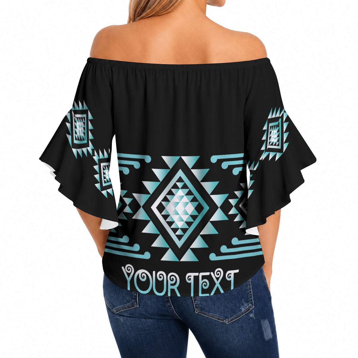 Aotearoa Atua Tangaroa Personalised Off Shoulder Wrap Waist Top Maori God Of The Sea Taniko Motifs