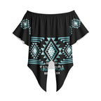 Aotearoa Atua Tangaroa Personalised Off Shoulder Wrap Waist Top Maori God Of The Sea Taniko Motifs