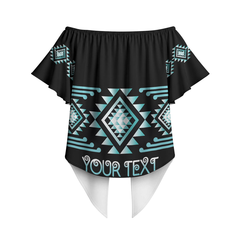 Aotearoa Atua Tangaroa Personalised Off Shoulder Wrap Waist Top Maori God Of The Sea Taniko Motifs